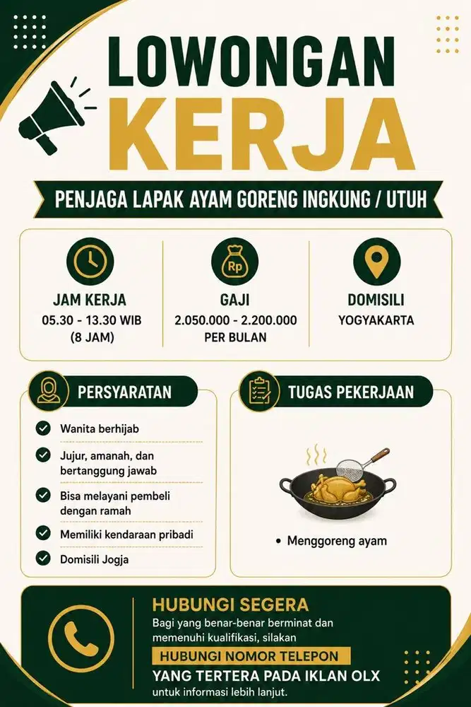 DIBUTUHKAN TENAGA KERJA SEGERA