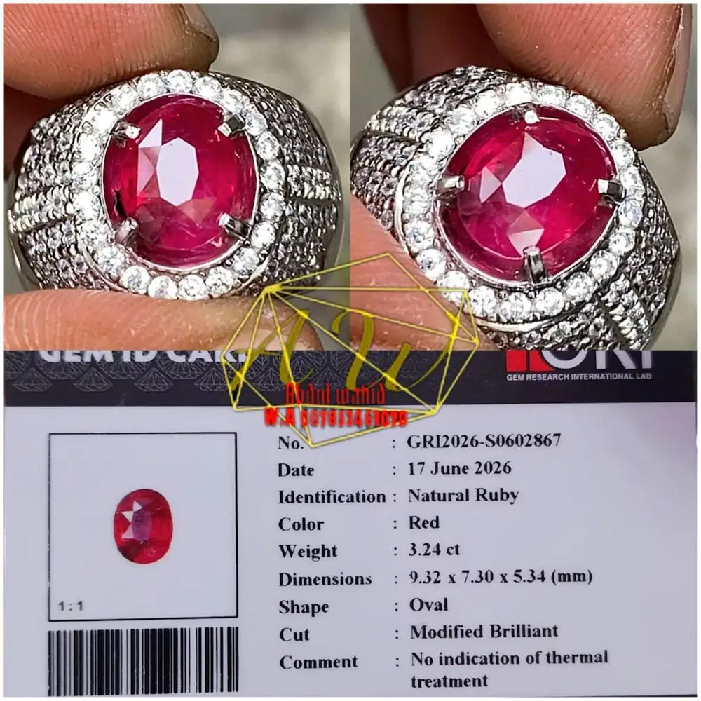 Red ruby nh 3.24carat