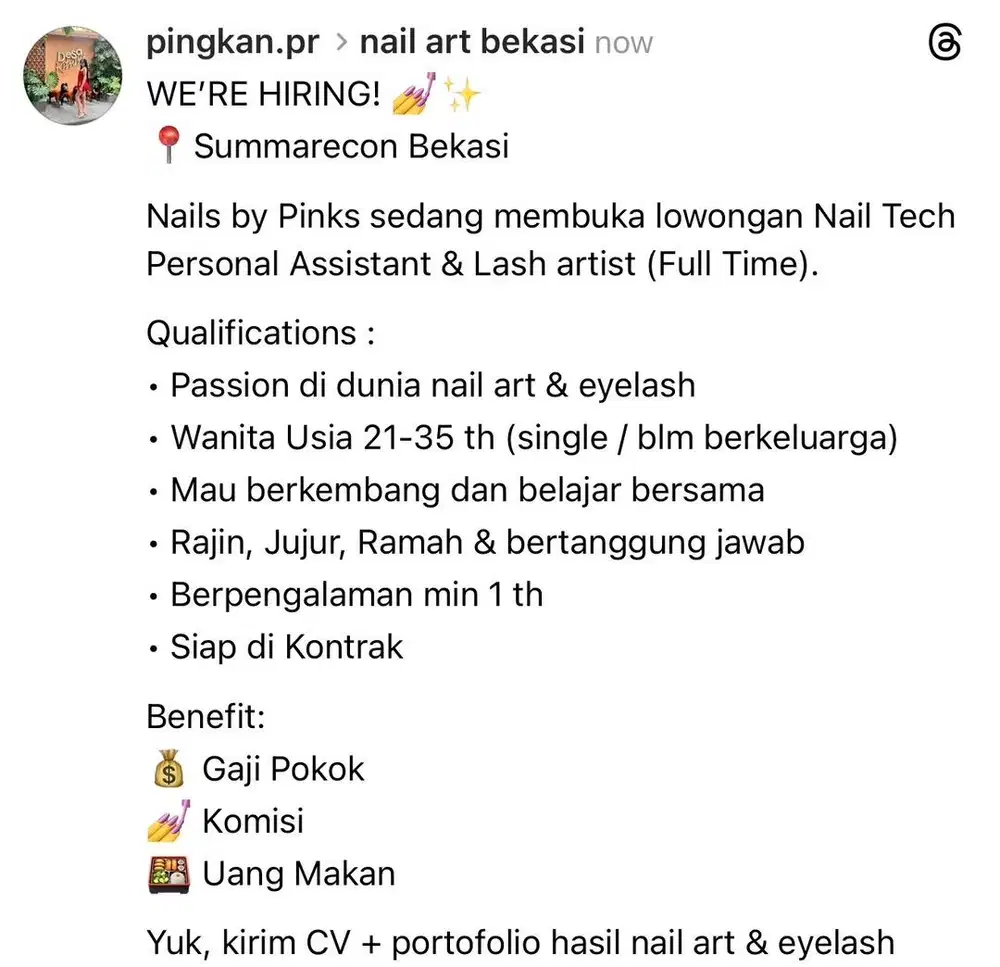 Loker nail art & eyelash wajib sudah berpengalaman