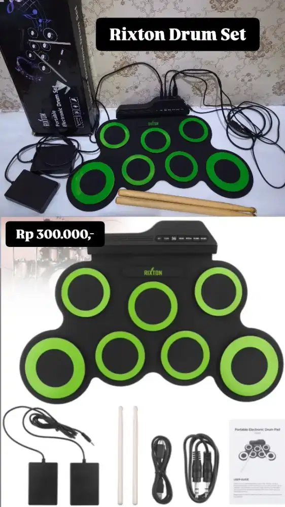 Drum pad soundcard headset dan jam digital