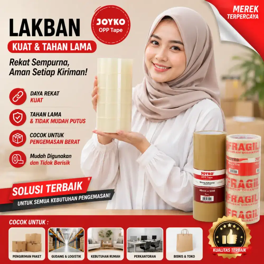 Lakban bening, coklat, fragile