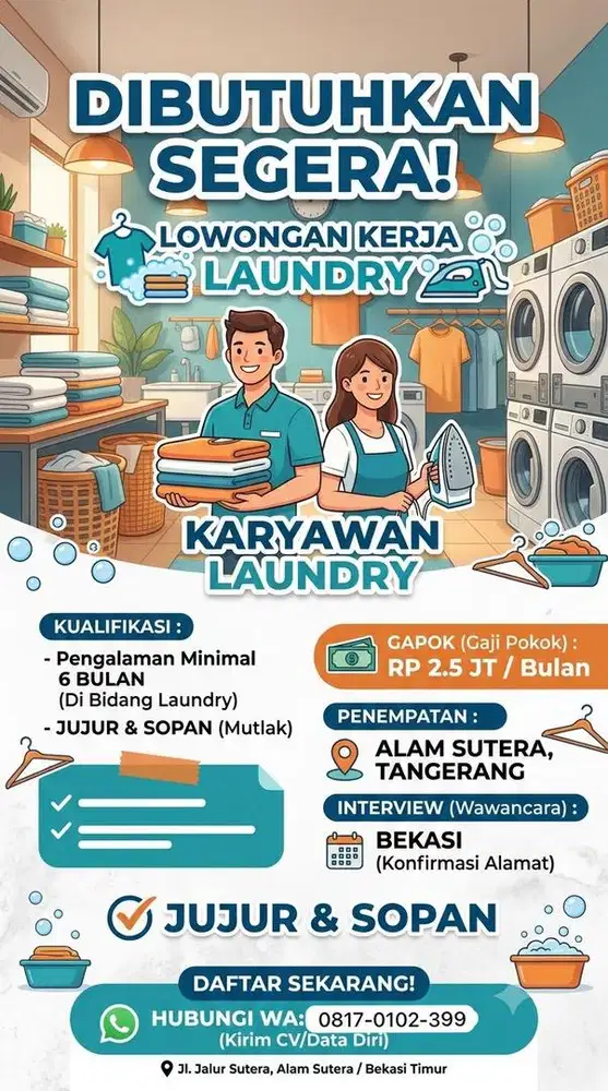 LOWONGAN KERJA LAUNDRY