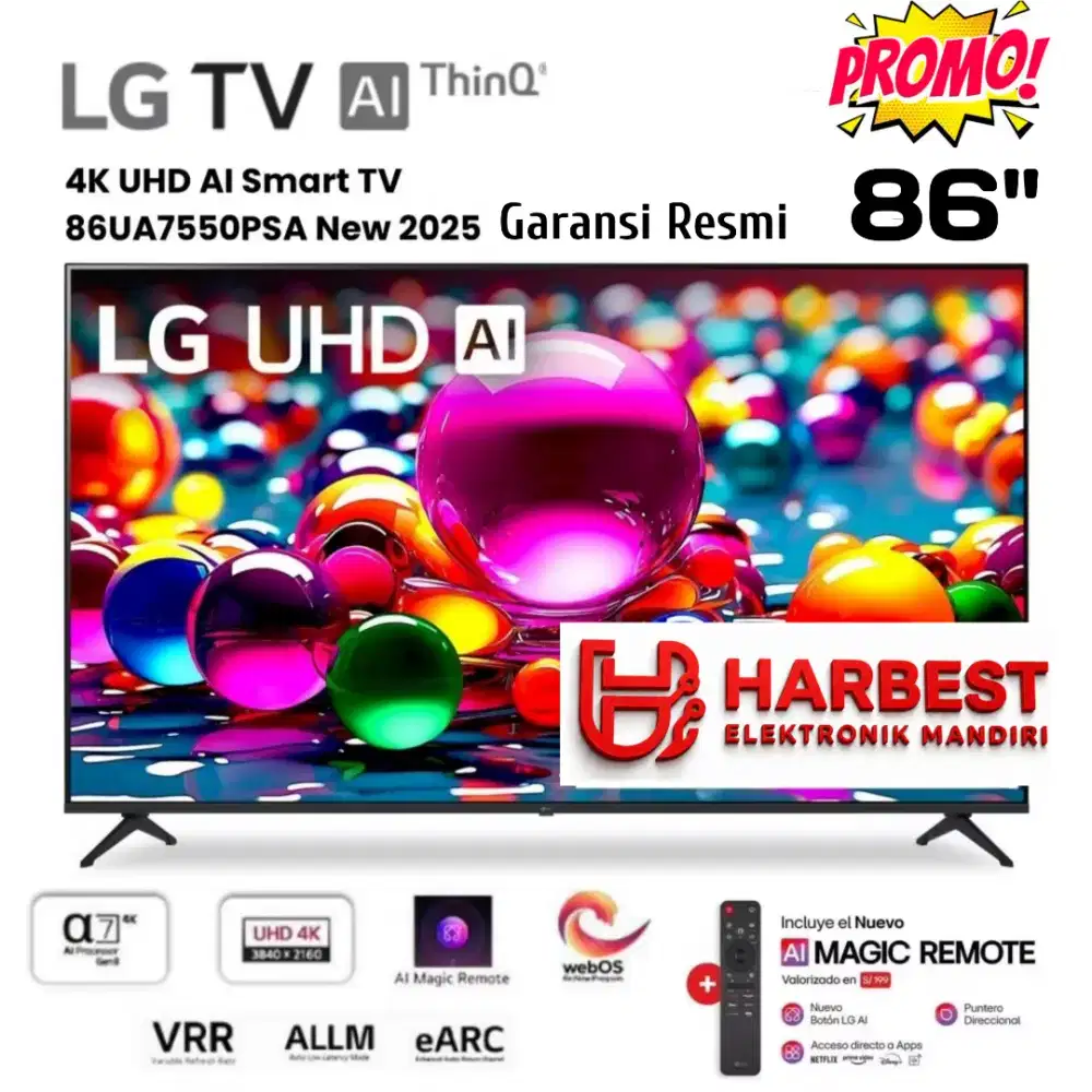 LG UHD AI 4K 86 Smart TV ThinQ AI 86UA7550 Magic Remote HDR10PRO