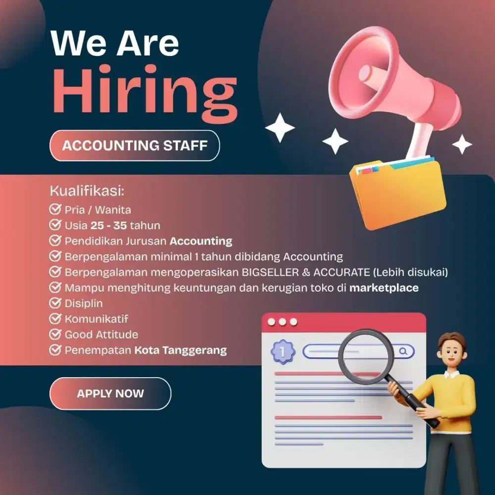 WE ARE HIRING

ACCOUNTING STAFF
Admin