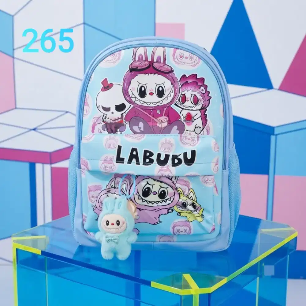 Tas ransel anak sekolah SD pria wanita motif labubu 3D