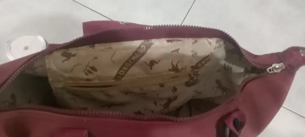 Tas jinjing longchamp ORI,merah maron