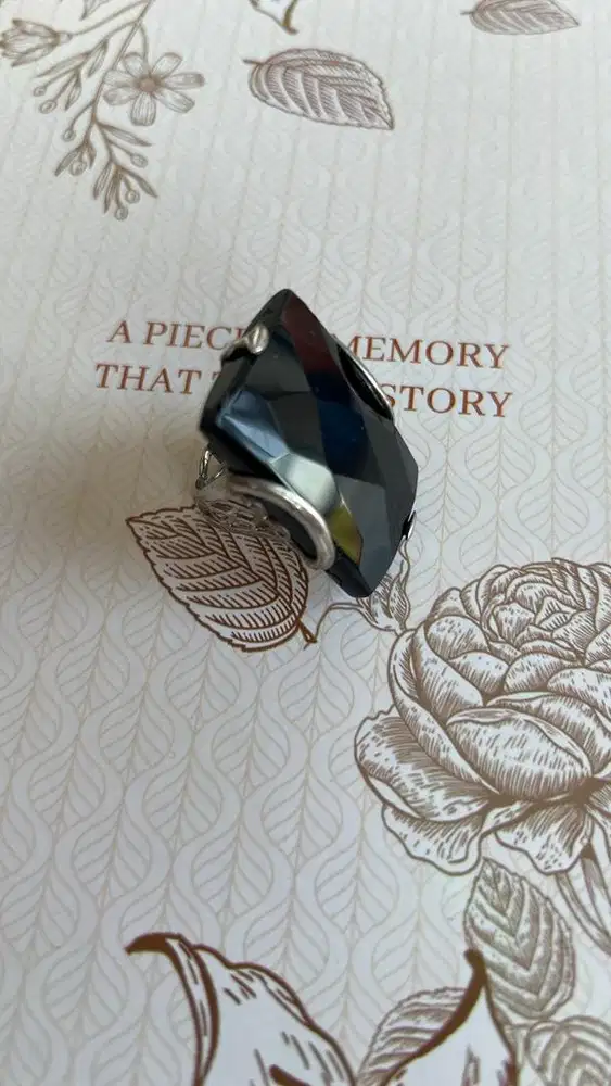 Cincin Batu Hitam Vintage | Fashion Ring Unisex | Statement Ring