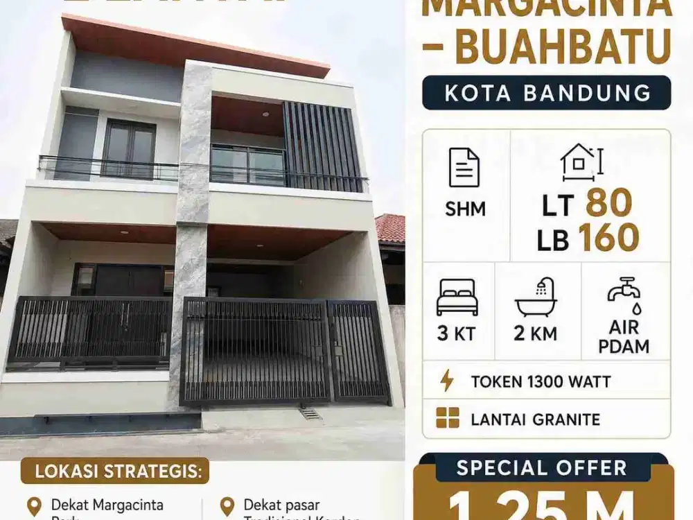 Dijual rumah baru 2 lantai di Komplek Margacinta, Buahbatu