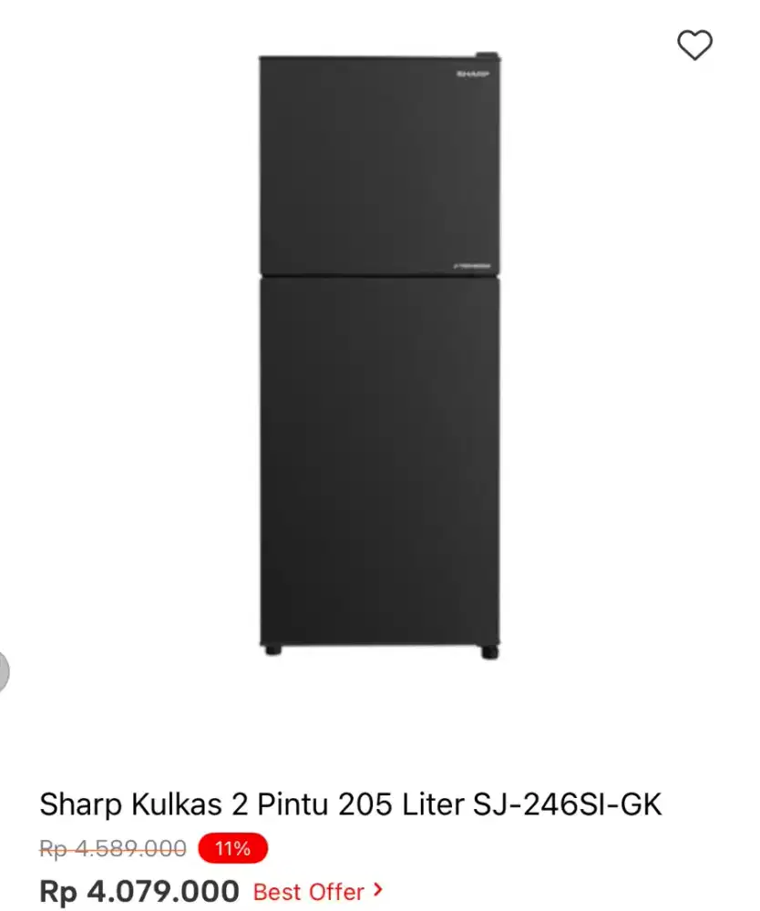 KULKAS SHARP 2 PINTU SJ-246SI-GK