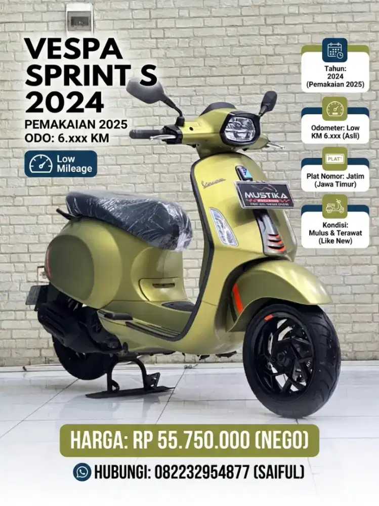 Odo 6rb Istimewa!!Vespa Sprint S 2025 Wrna Favorit Mulus-Mustika