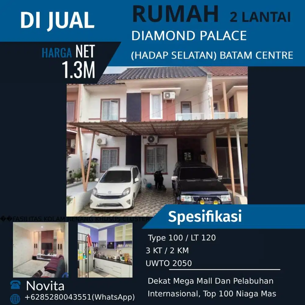 Rumah 2 Lantai Siap Huni DIAMOND PALACE (Hadap Selatan) Batam Centre