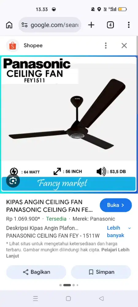 Panosonic Ceiling Fan FEY 1511