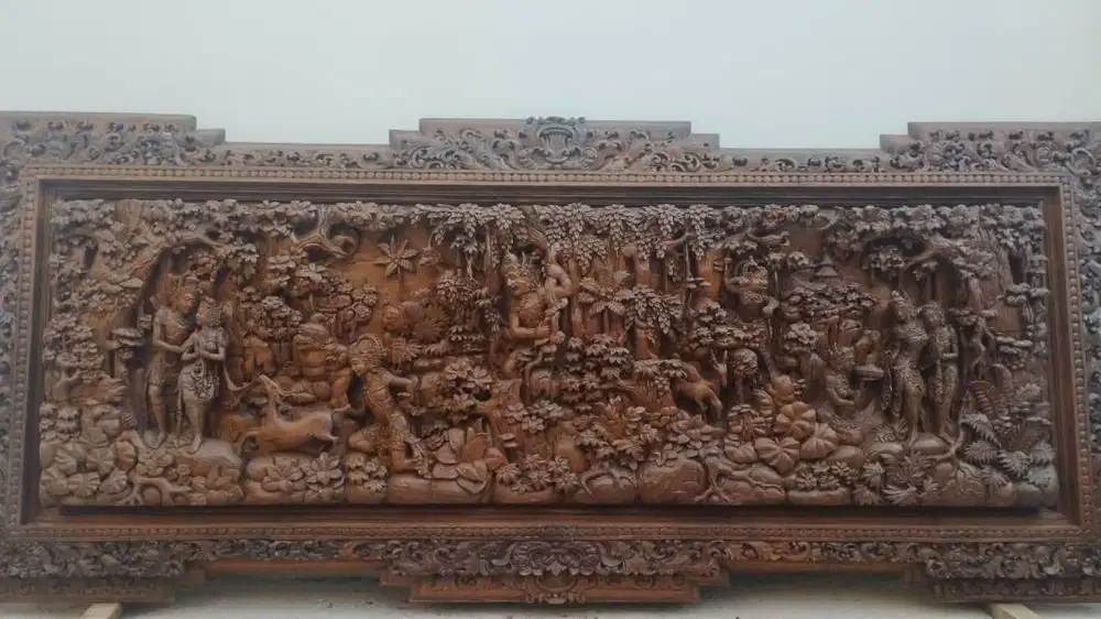 Lukisan Pahatan Kayu Bali Rama Sinta