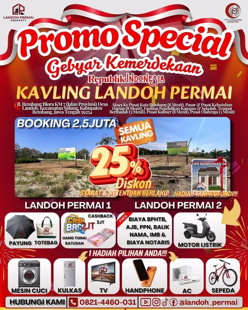 DISKON 25%  SEMUA KAVLING SIAP BANGUN - LANDOH PERMAI 1 & 2 - REMBANG