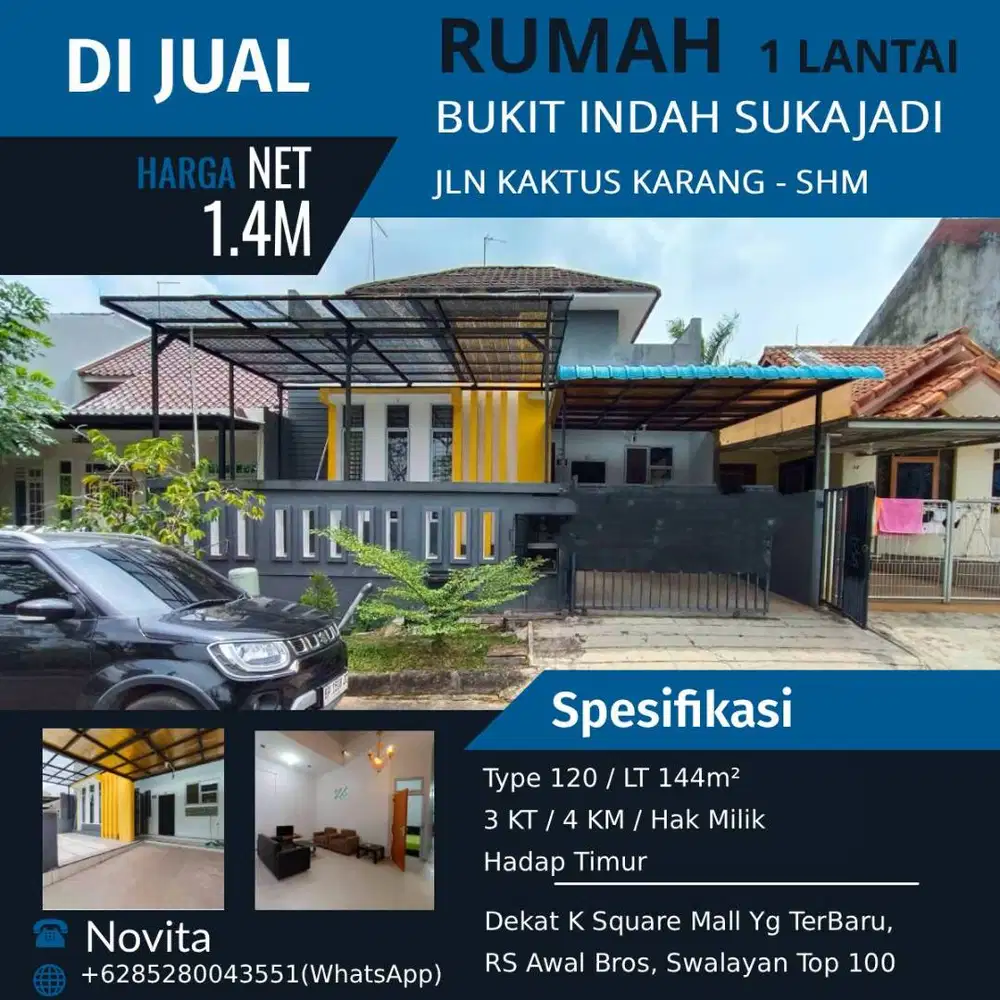 Rumah 1 Lantai Siap Huni BUKIT INDAH SUKAJADI Jln Kaktus Karang Batam