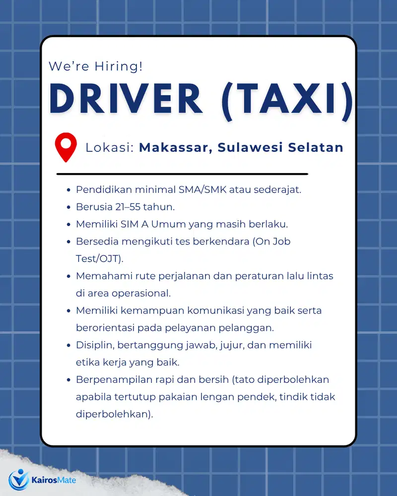 LOKER - DRIVER (TAXI) MAKASSAR