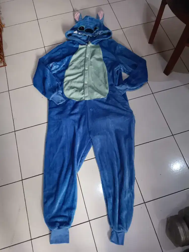 Kostum Lilo Stitch Blue Onesie Piyama Cosplay