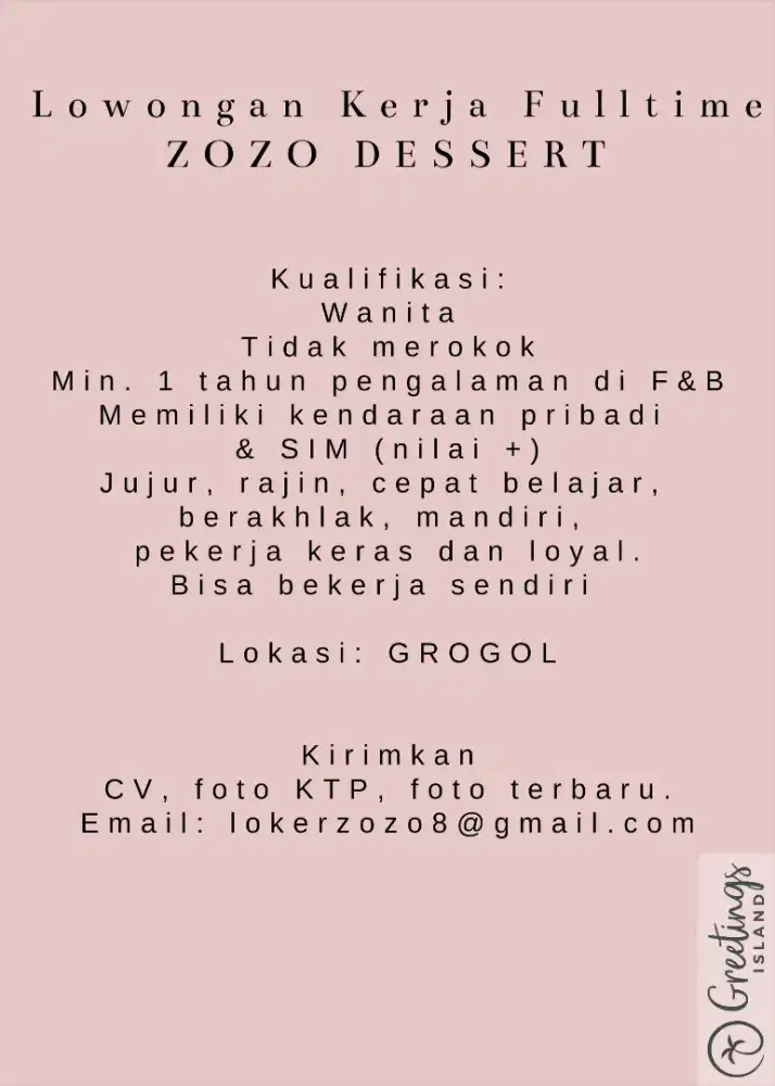 Crew store Zozo Dessert Grogol