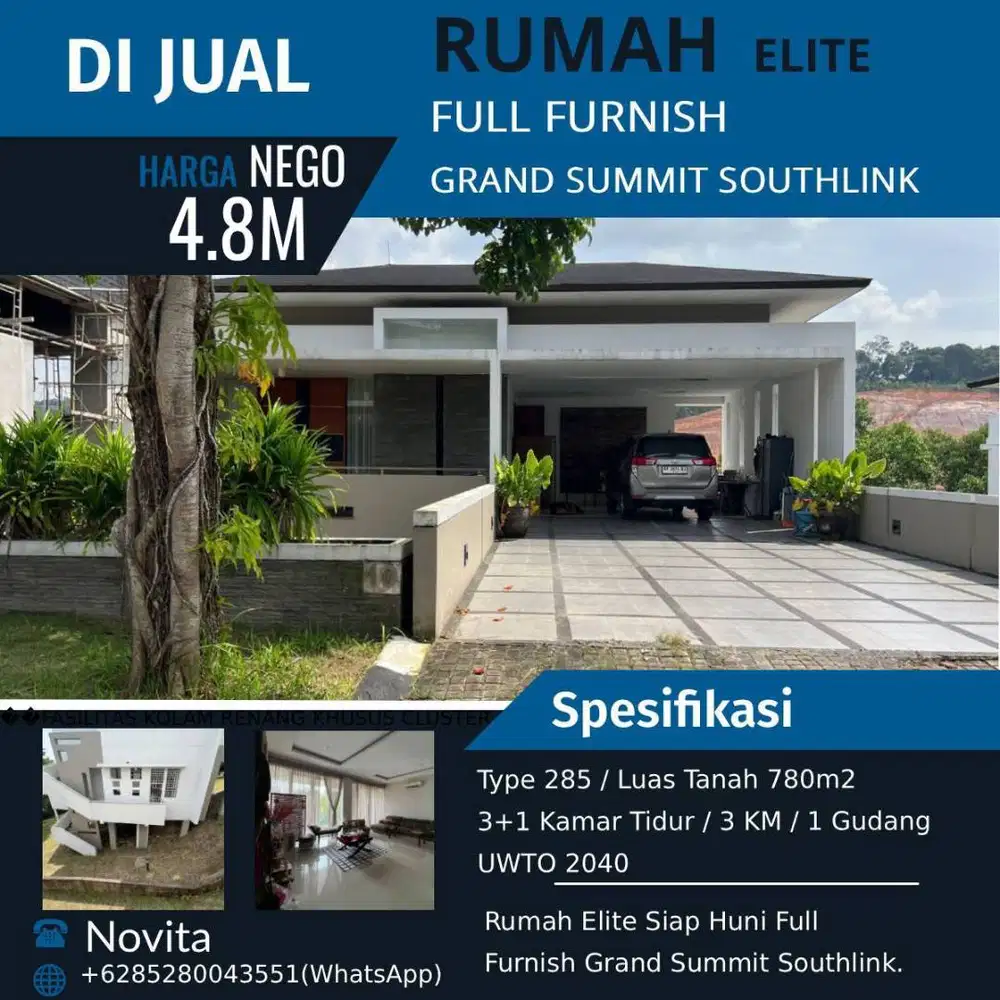 Rumah 2 Lantai Elite Siap Huni Full Furnish Grand Summit Southlink