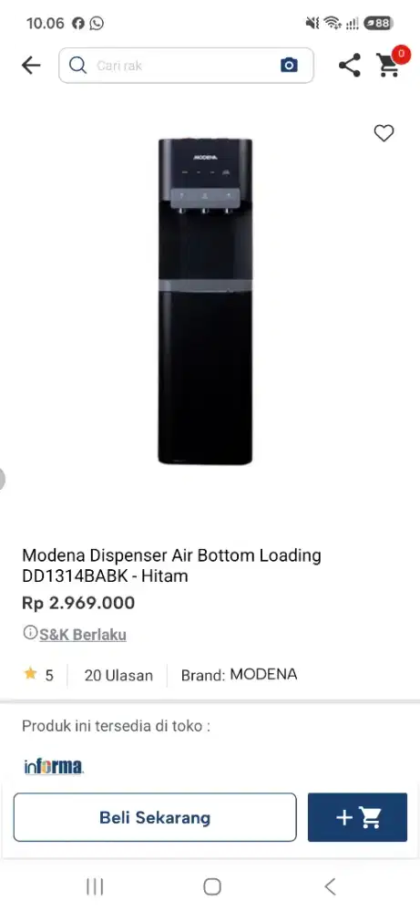 MODENA DISPENSER GALON BAWAH
