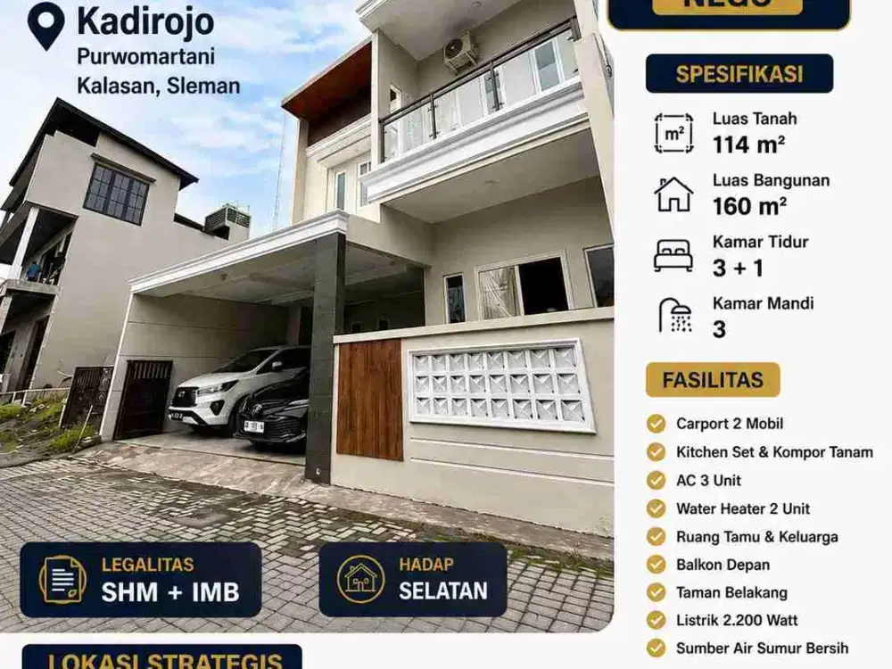 Rumah 2 Lantai Kalasan Dekat Bandara Adisutjipto & Exit Tol | SHM | 1,6 M