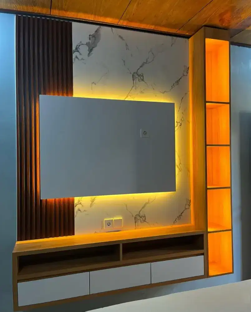 Backdrop tv hpl minimalis