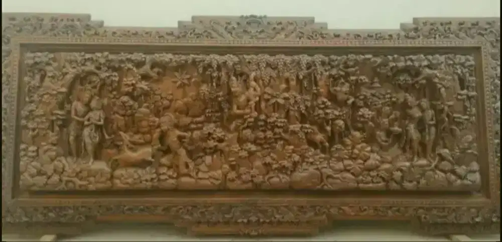 Lukisan Pahatan Kayu Bali Rama Shinta