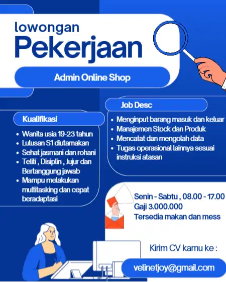 Dibutuhkan segera Admin Online Shop