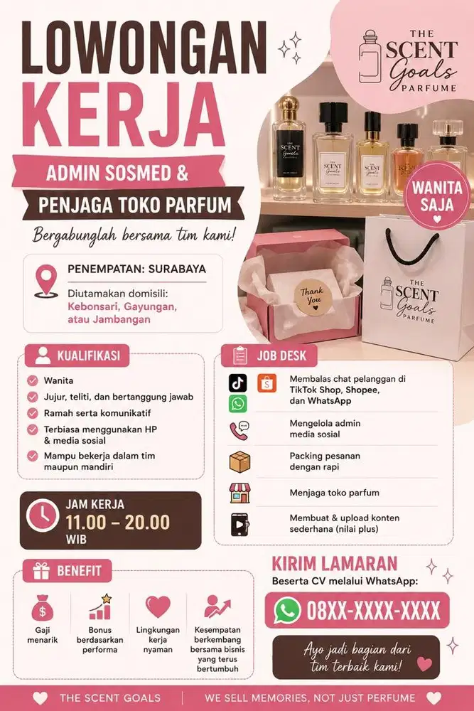 Dicari Admin sosmed dan penjaga toko parfum