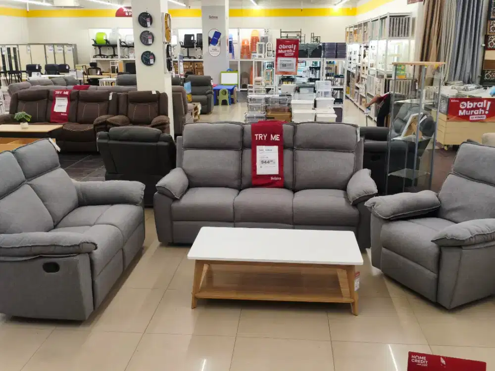 Selma Neo Lorry Set Sofa Recliner Fabric 3+2+1 Seater – Abu-Abu