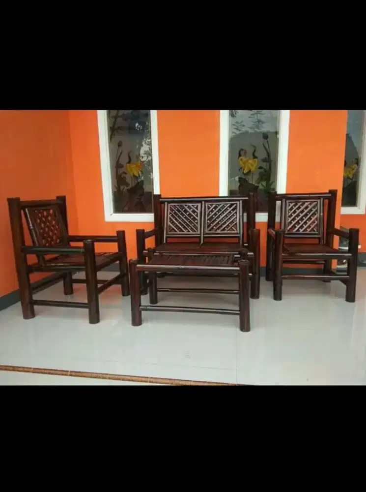 Kursi bambu 1set,bale2 bambu,amben bayang