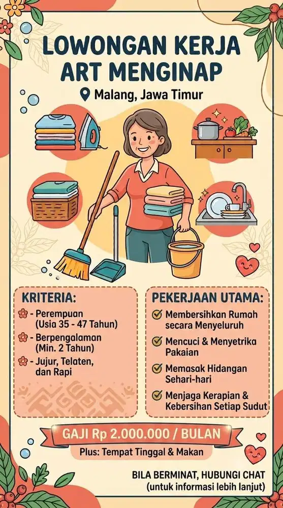 Dibutuhkan ART menginap segera