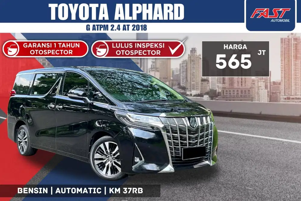 LOW KM.37RB PAJAK PNJANG TOYOTA ALPHARD G 2018 ATPM SUNROOF PILOT SEAT