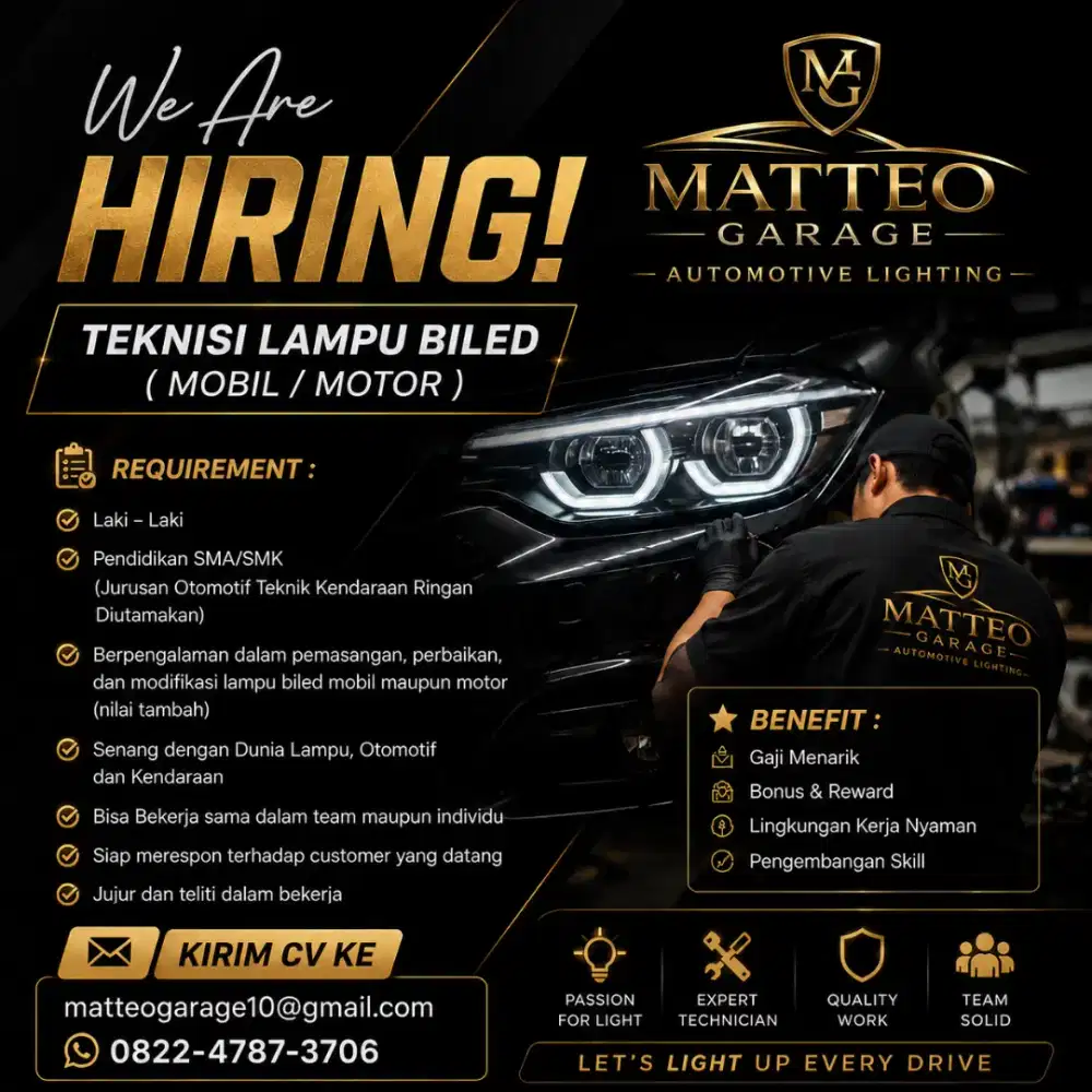 DIBUTUHKAN TEKNISI KELISTRIKAN DAN PEMASANGAN BILED