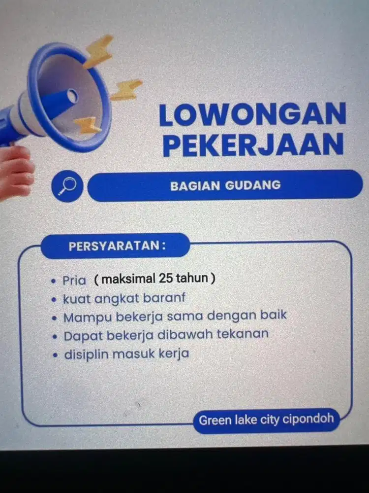 Dibutuhkan bagian Gudang online shop