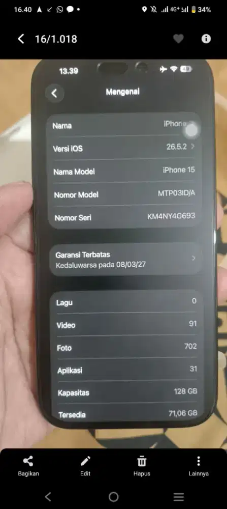 Iphone 15 128gb ibox ada minus