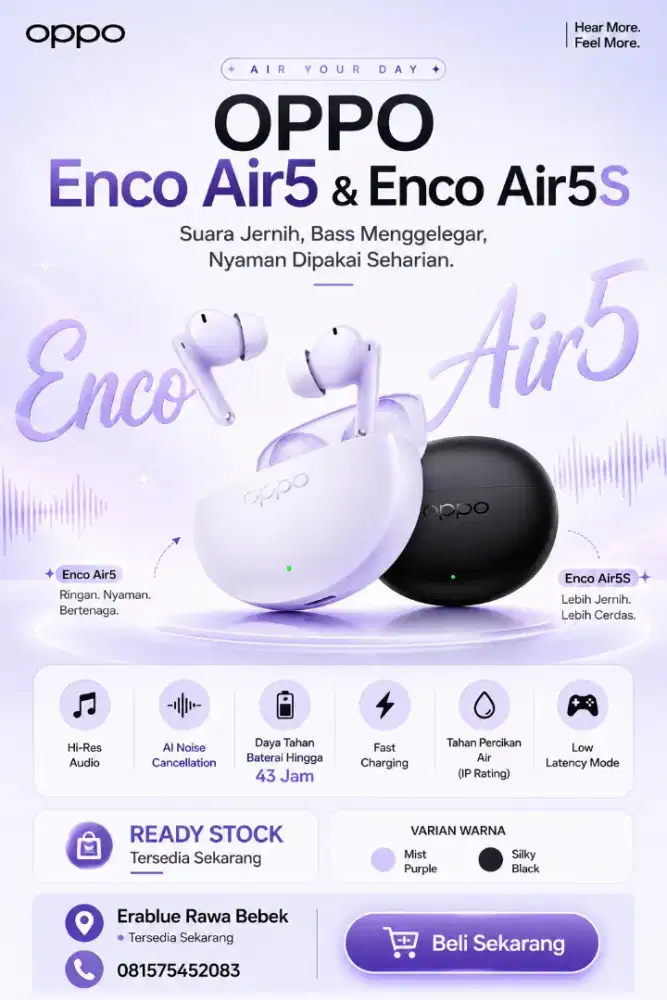 Headset Oppo enco air 5 dan air 5s