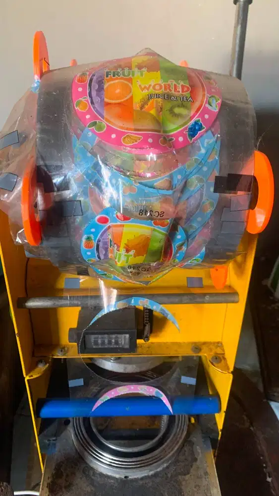 JUAL MESIN CUP SEALER MANUAL BEKAS + ROLL PLASTIK SIAP PAKAI