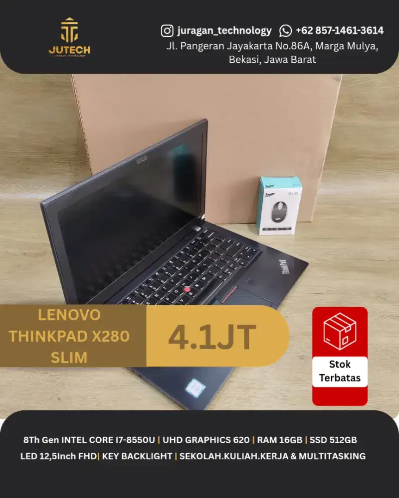 LENOVO THINKPAD X280 SLIM CORE i7 GEN 8 RAM 16GB