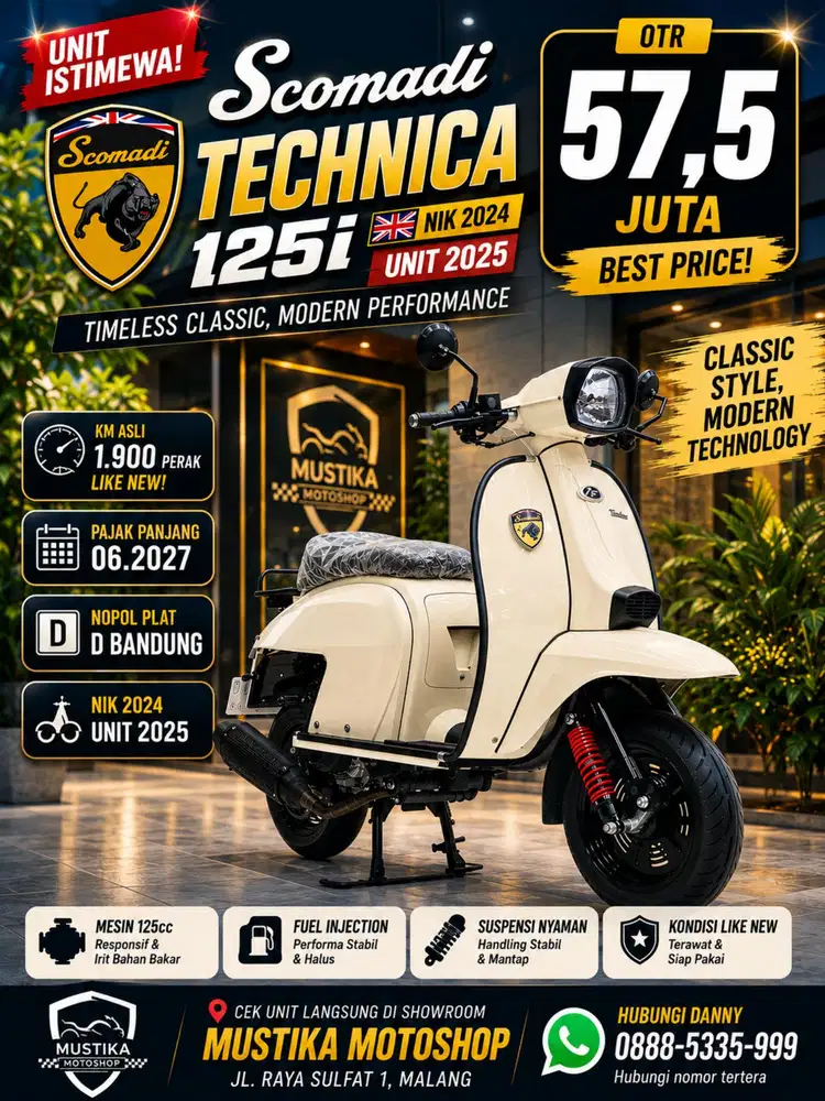 Scomadi Technica 150i 2024. KM 1900. DANNY Mustika Sulfat