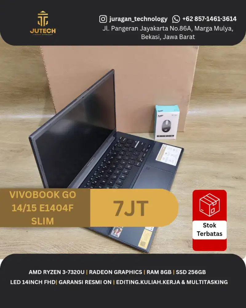 LAPTOP ASUS VIVOBOOK GO 14/15 E1404F SLIM Ryzen 3(7000Series) RAM 8GB