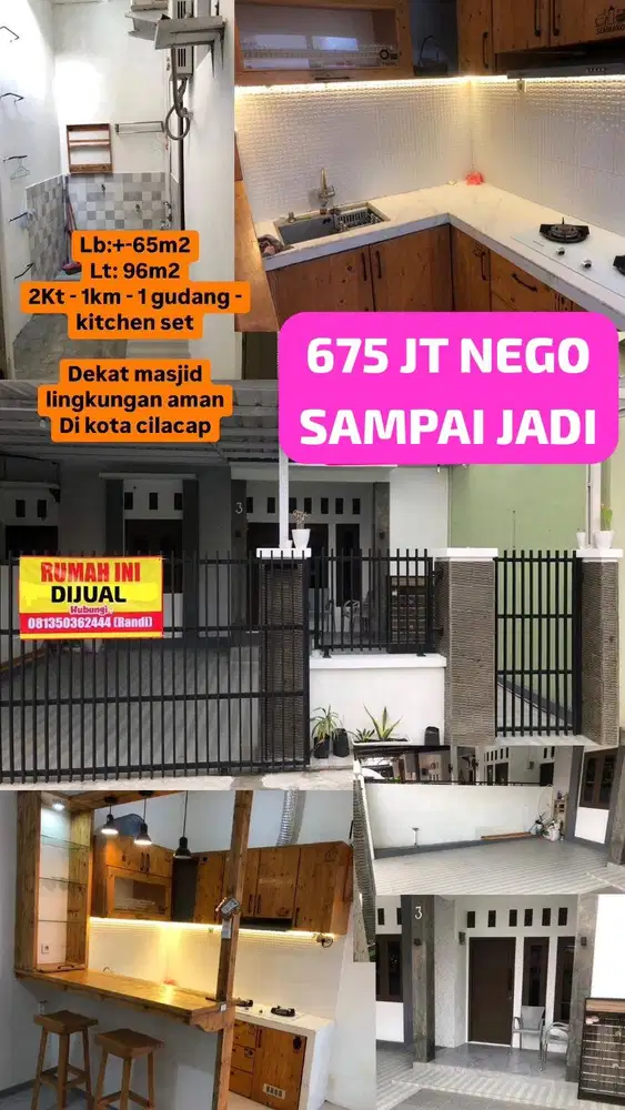 DI JUAL RUMAH TENGAH KOTA CILACAP - 2 KT 1 Kamar Mandi NEGO SAMPAI JAD
