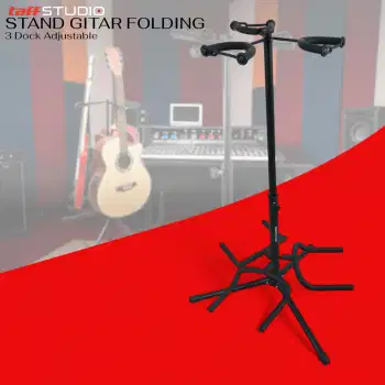 Stand Gitar Folding 3 Dock Adjustable Besi