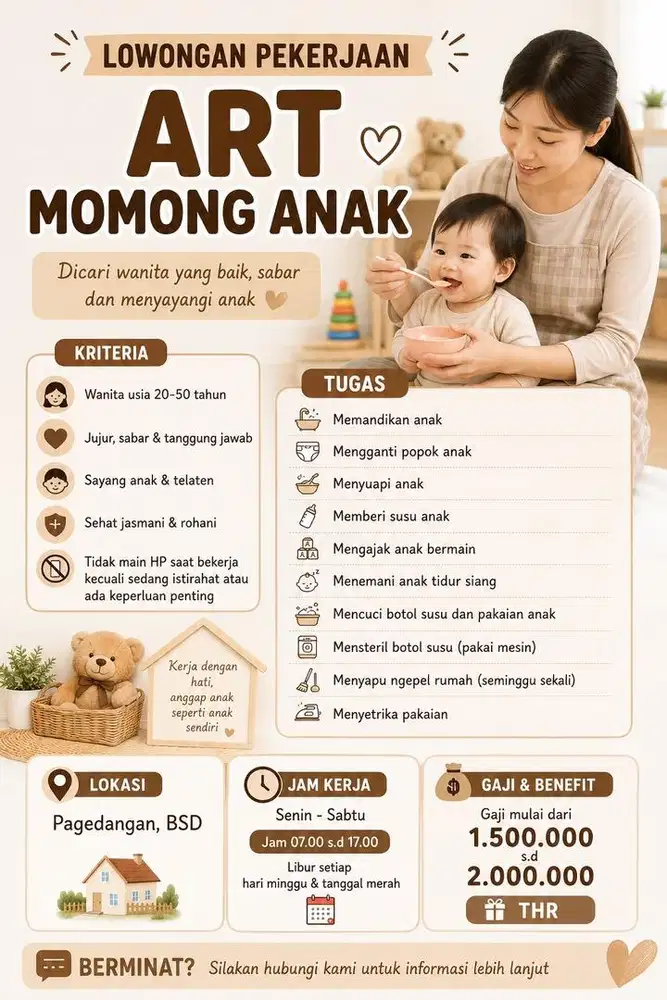 Dicari ART Momong Bayi