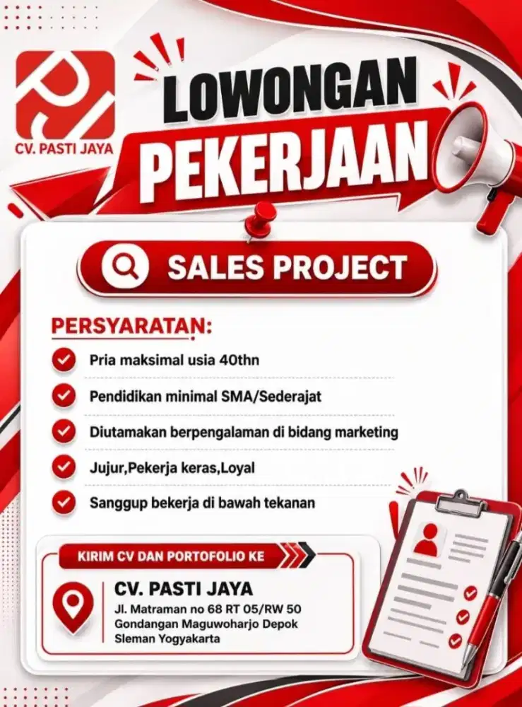 DIBUTUHKAN SALES PROYEK