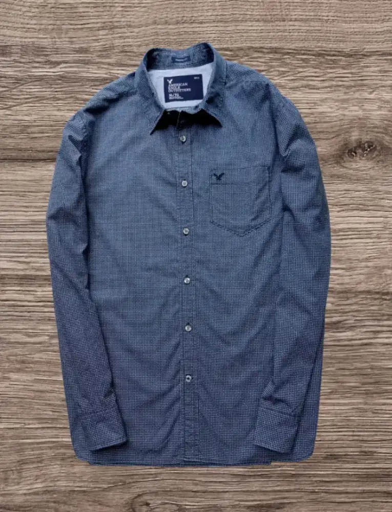 KEMEJA AMERICAN EAGLE MOTIF BIRU, SIZE : XL TO L XXL (LD128, P80)
