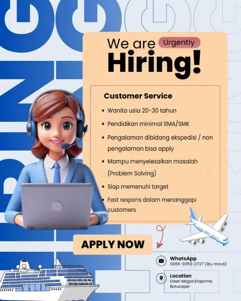 DIBUTUHKAN SEGERA CUSTOMER SERVICE