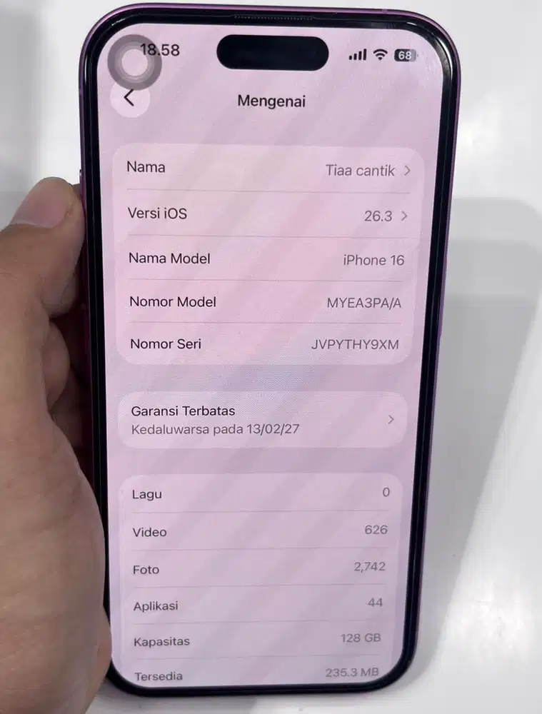 ip16 pink 128 GB