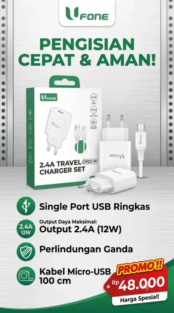 TC UFONE 2.4A TRAVEL CHARGER SET CP02-M