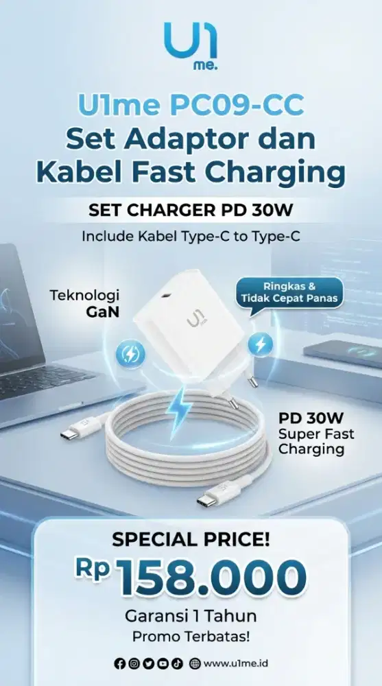 TC U1ME SET ADAPTOR FAST CHARGING 30W PC09-CC